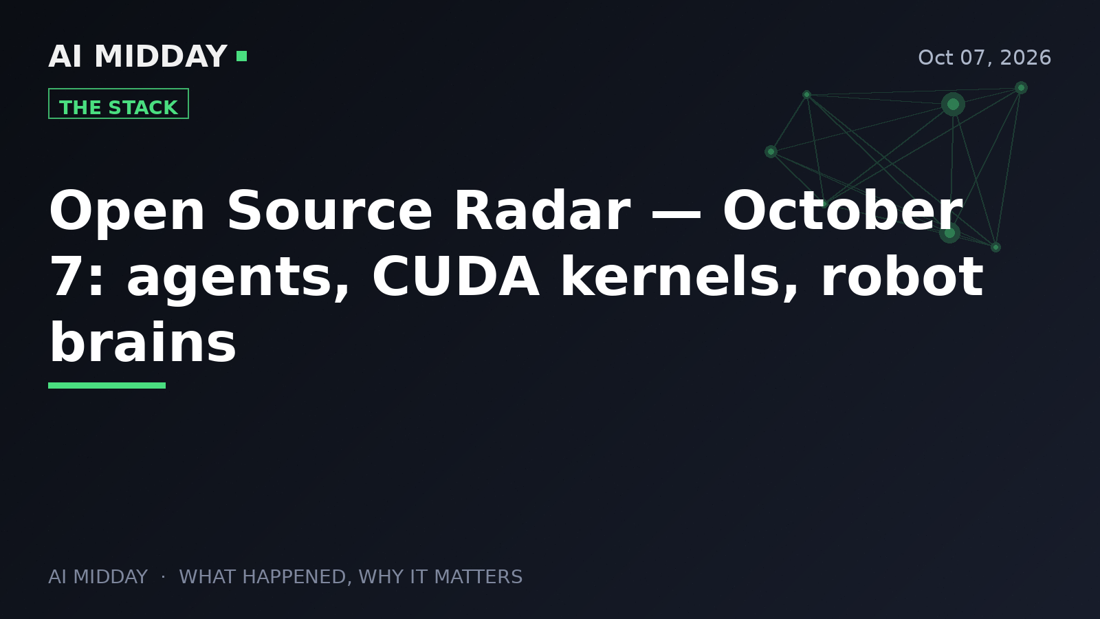 Open Source Radar — October 7: agents, CUDA kernels, robot brains