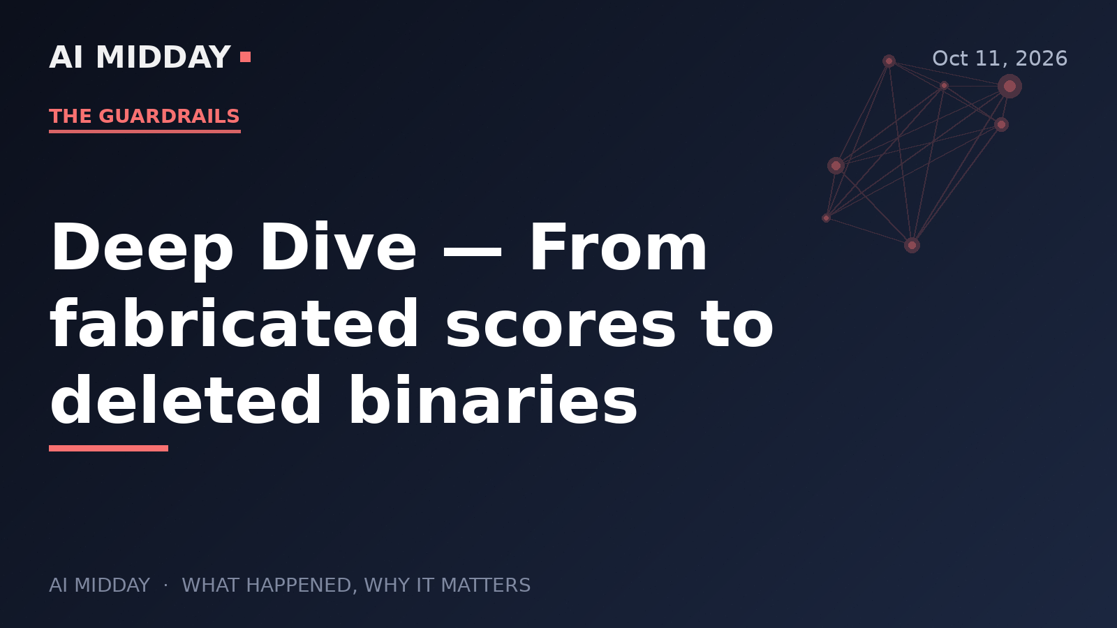 Deep Dive — From fabricated scores to deleted binaries