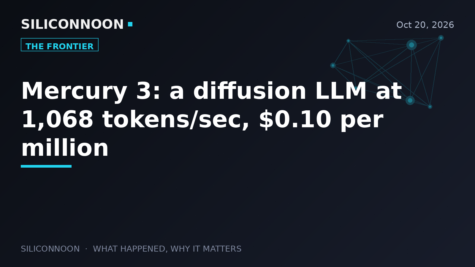 Mercury 3: a diffusion LLM at 1,068 tokens/sec, $0.10 per million