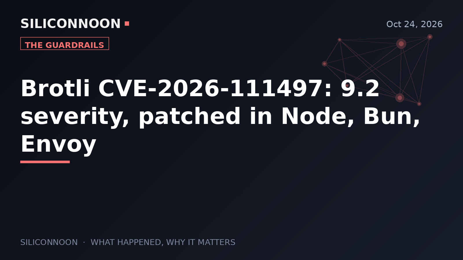 Brotli CVE-2026-111497: 9.2 severity, patched in Node, Bun, Envoy