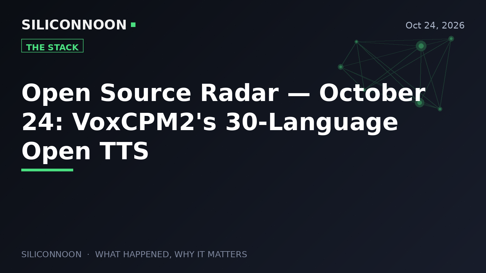 Open Source Radar — October 24: VoxCPM2's 30-Language Open TTS