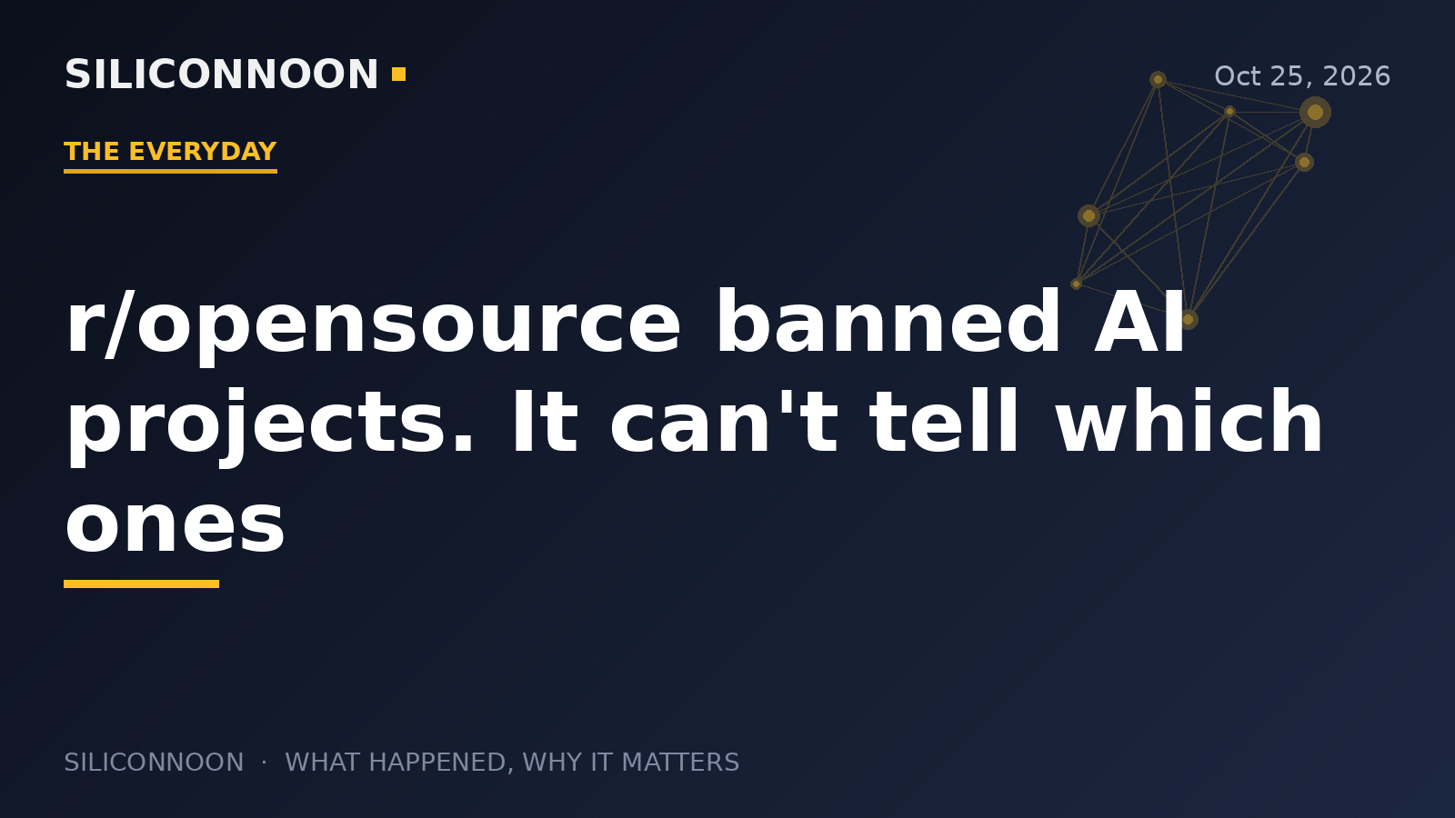 r/opensource banned AI projects. It can't tell which ones
