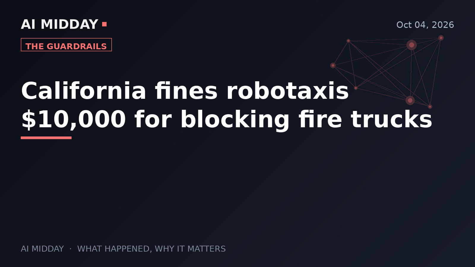 California fines robotaxis $10,000 for blocking fire trucks