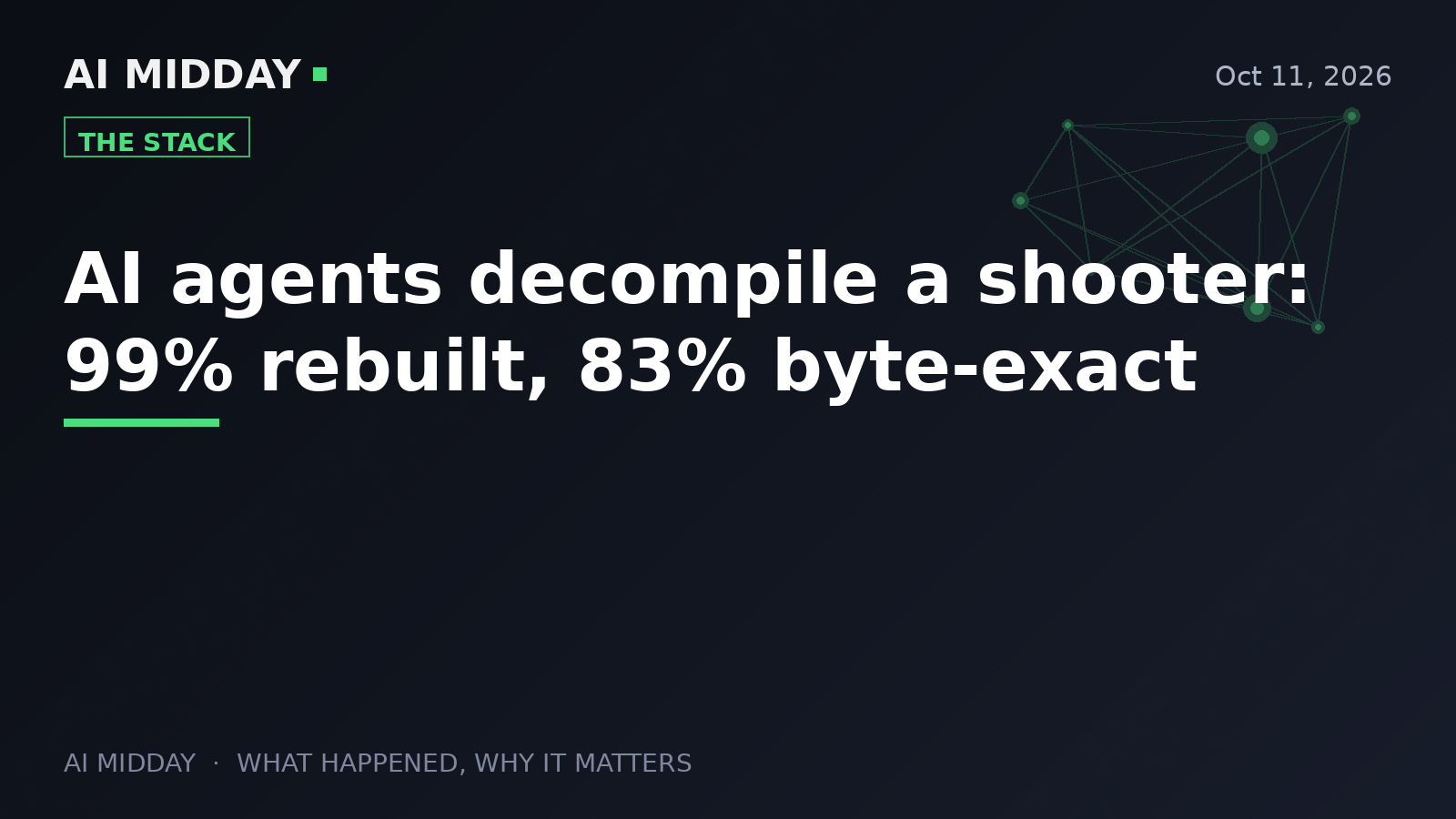 AI agents decompile a shooter: 99% rebuilt, 83% byte-exact