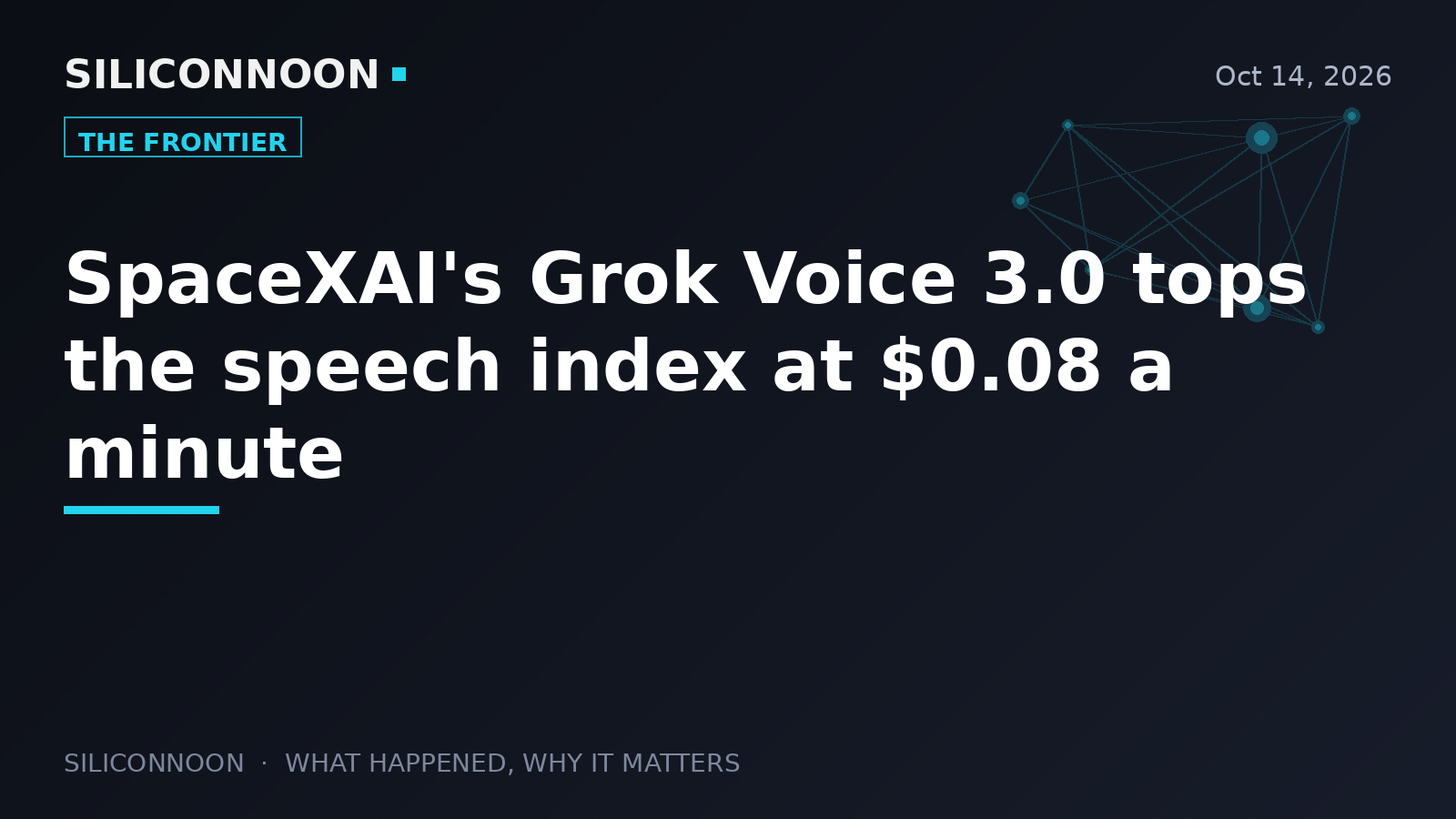 SpaceXAI's Grok Voice 3.0 tops the speech index at $0.08 a minute