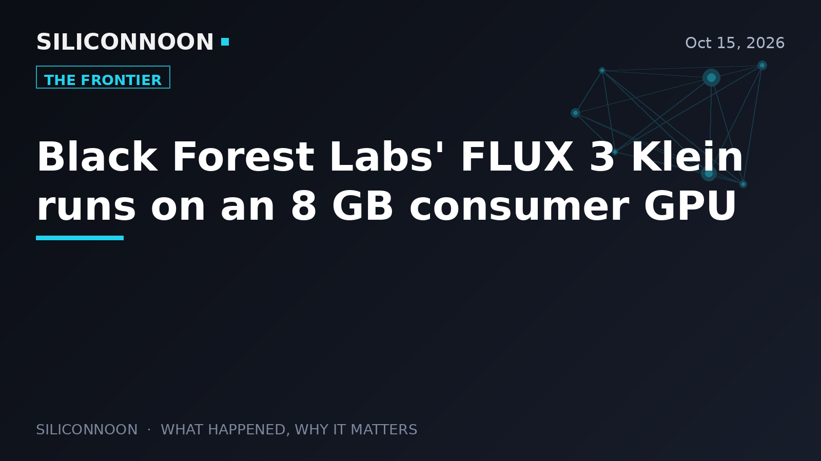 Black Forest Labs' FLUX 3 Klein runs on an 8 GB consumer GPU