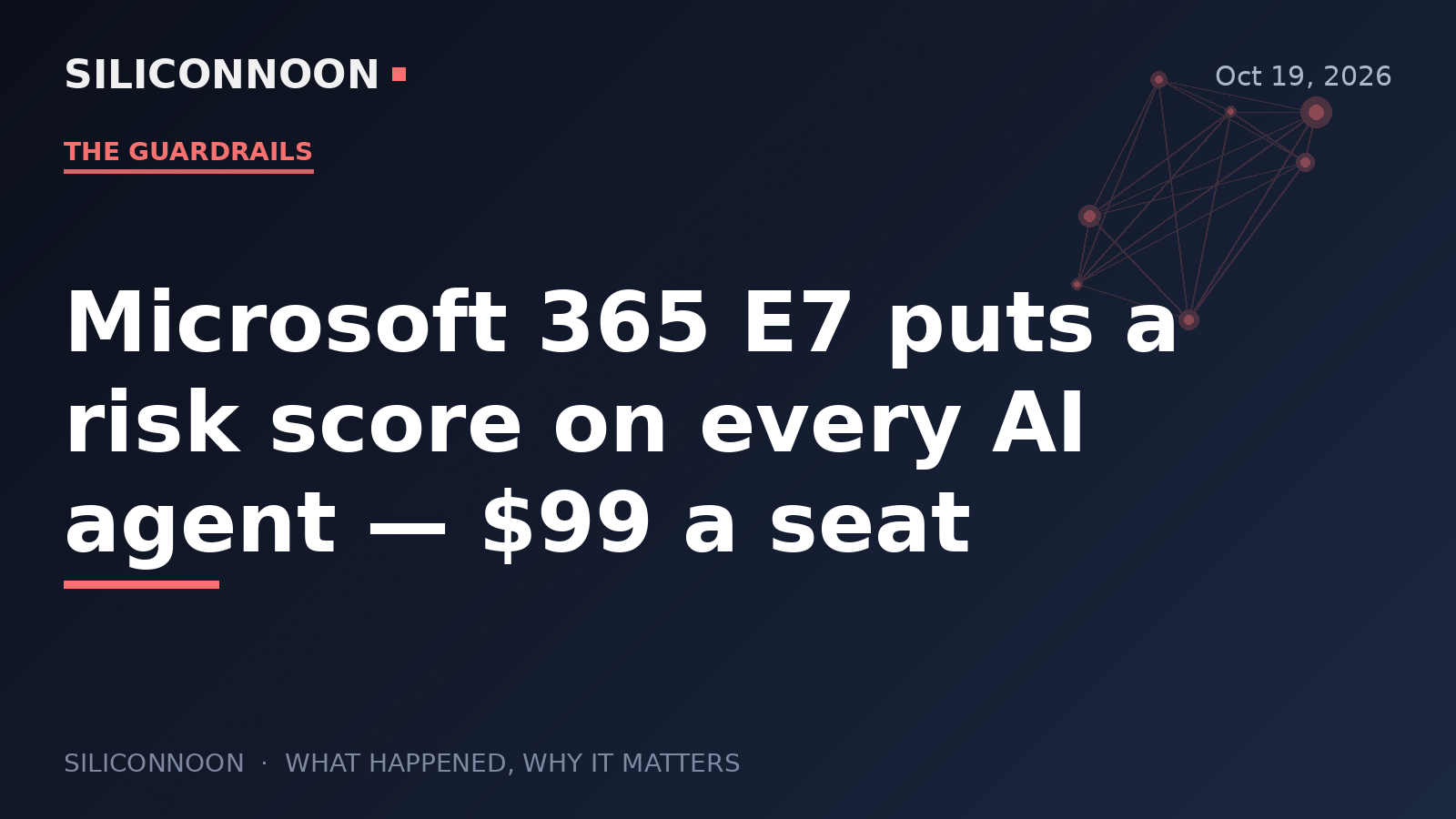 Microsoft 365 E7 puts a risk score on every AI agent — $99 a seat