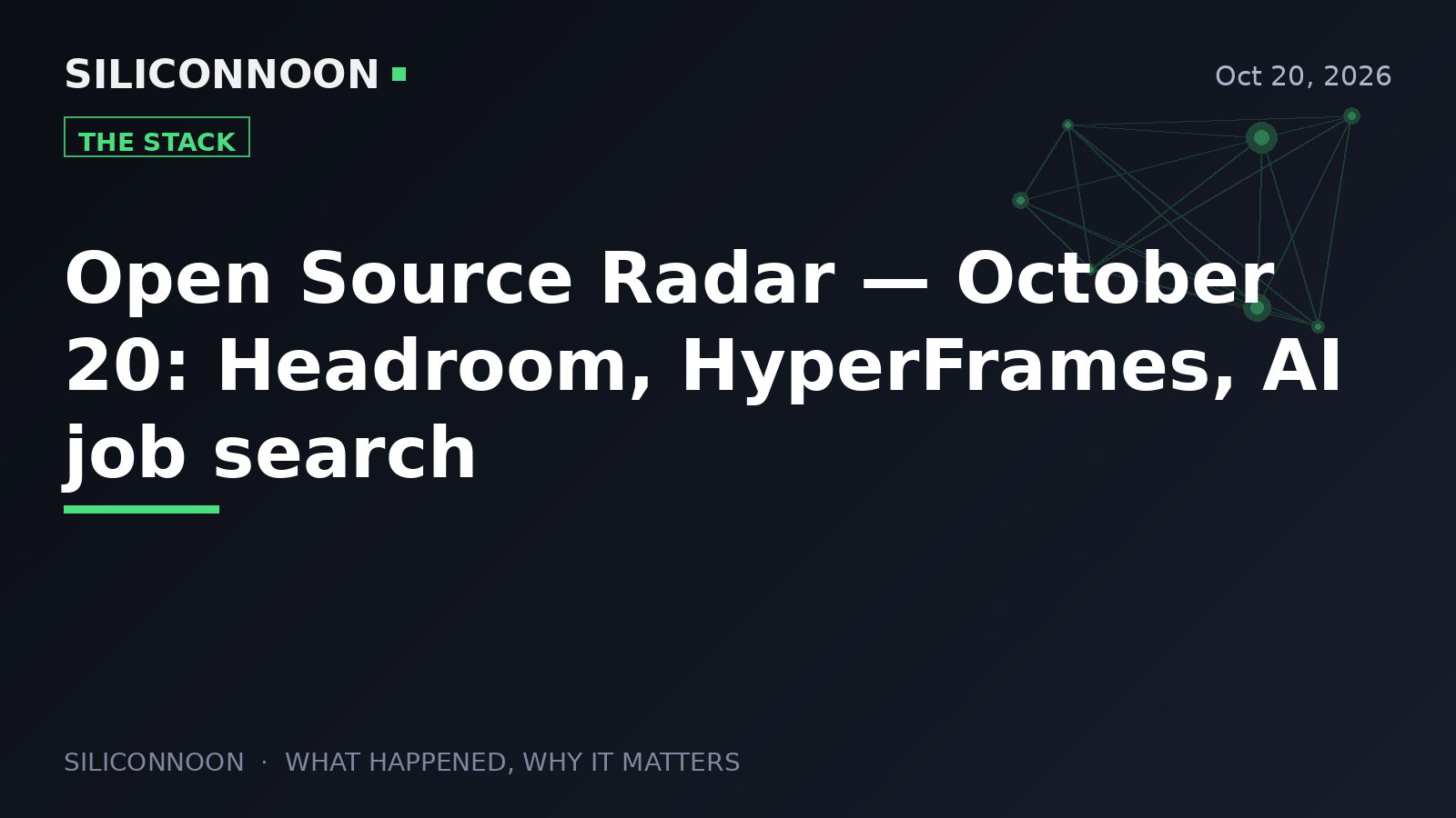 Open Source Radar — October 20: Headroom, HyperFrames, AI job search