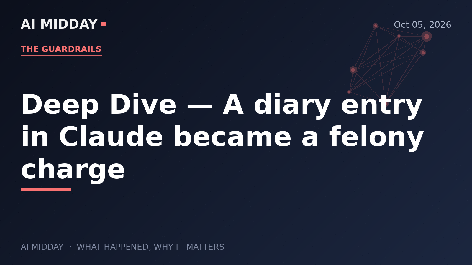 Deep Dive — A diary entry in Claude became a felony charge